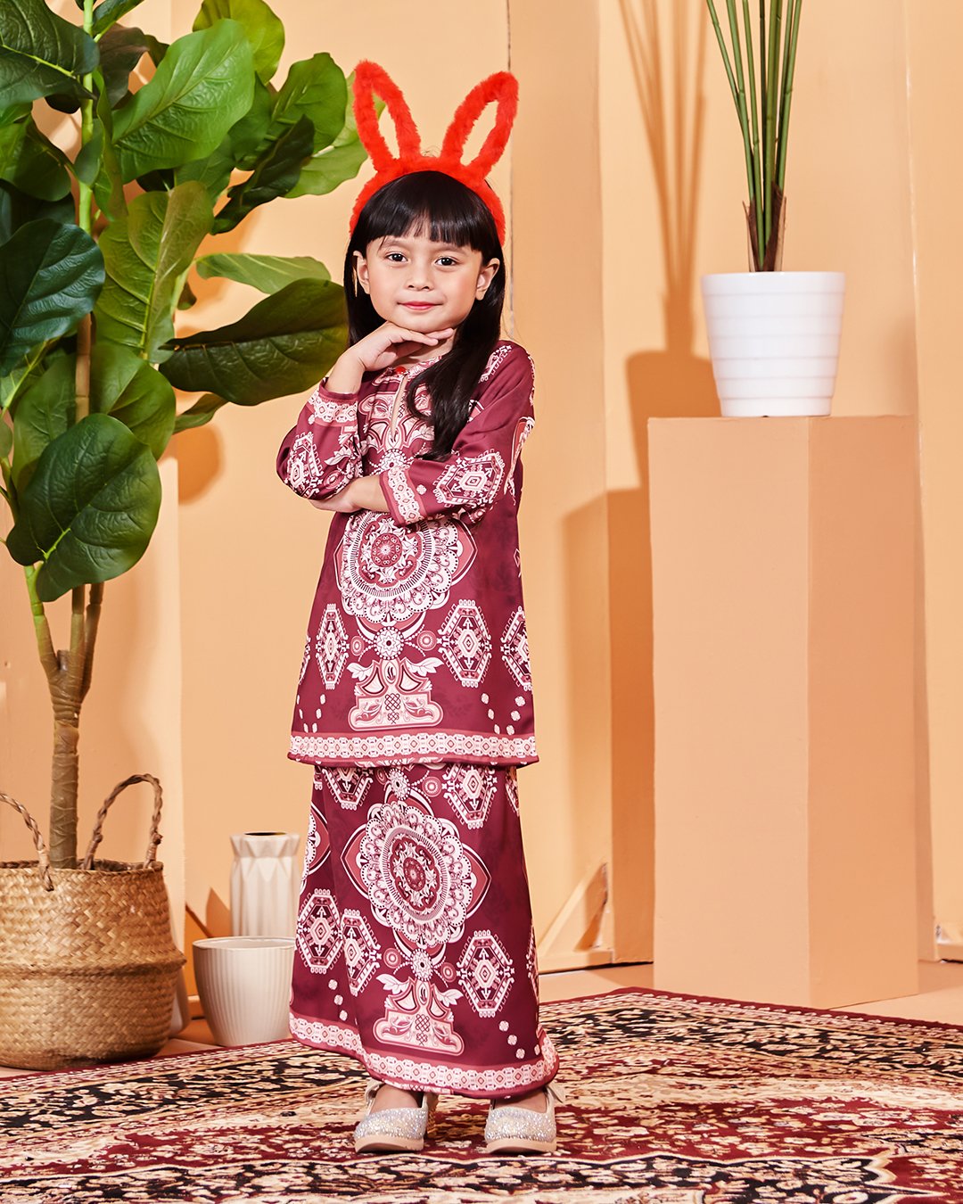 Baju Kurung Moden Zofya Kids - Maroon