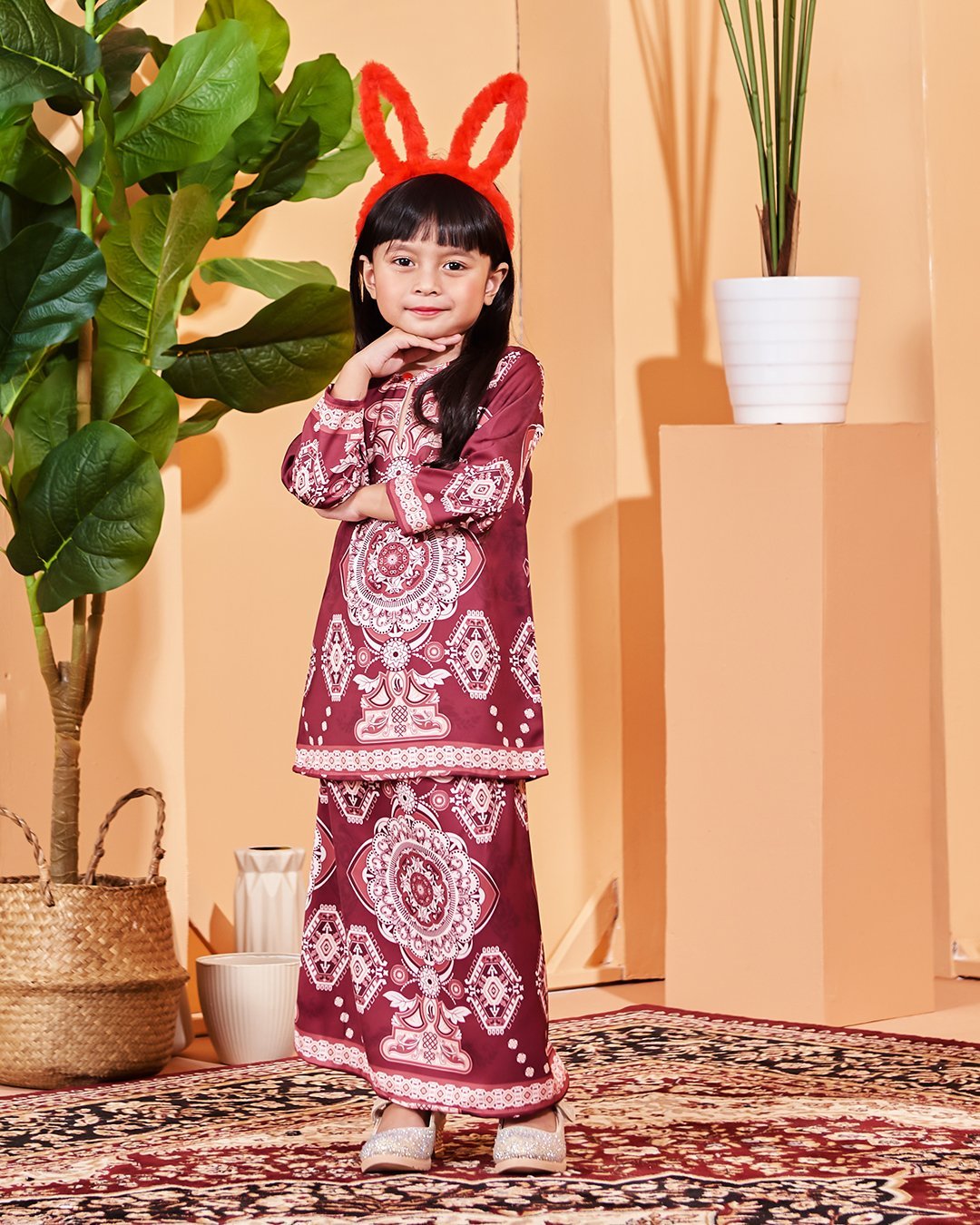 Baju Kurung Moden Zofya Kids - Maroon