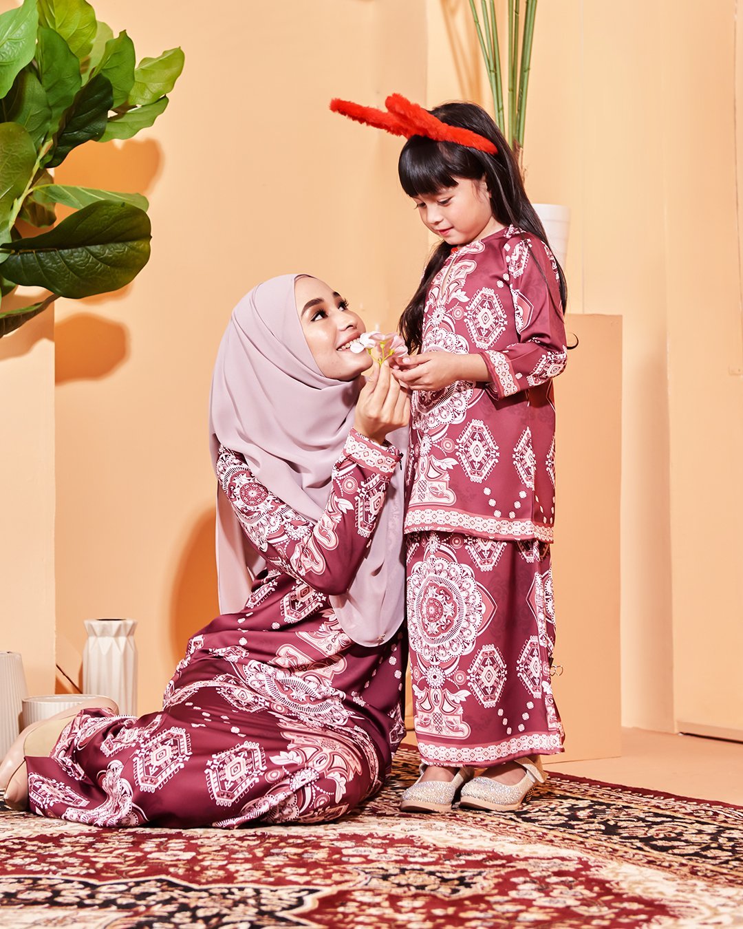Baju Kurung Moden Zofya Kids - Maroon