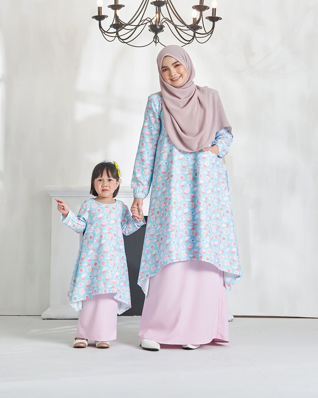 Baju Kurung Alya Kids - Baby Blue