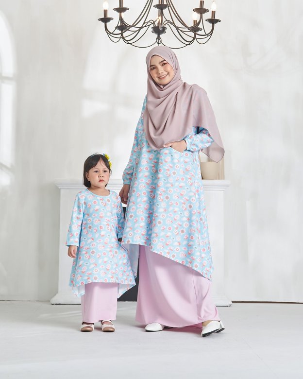 Baju Kurung Alya Kids - Baby Blue