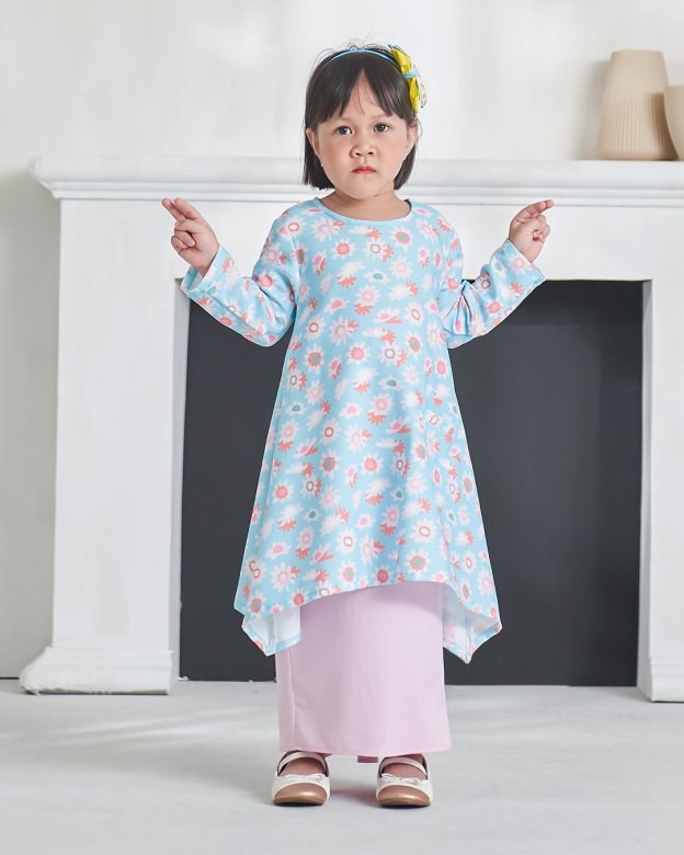 Baju Kurung Alya Kids - Baby Blue