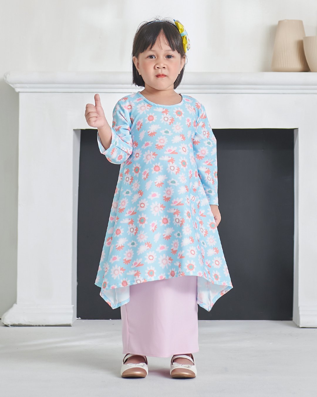 Baju Kurung Alya Kids - Baby Blue