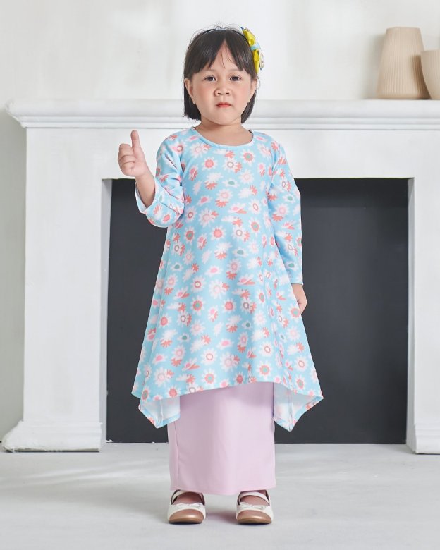 Baju Kurung Alya Kids - Baby Blue