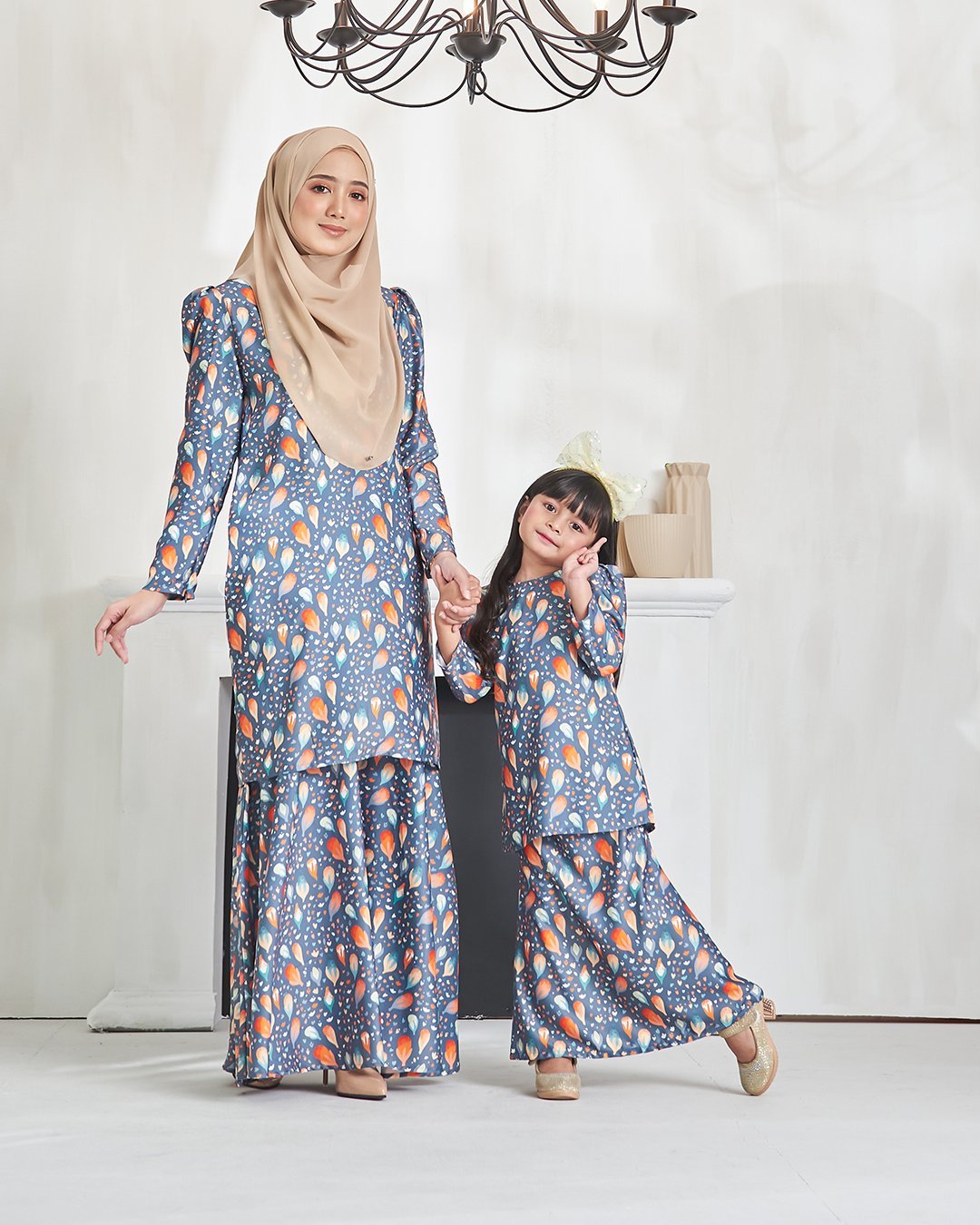 Baju Kurung Puffy Anna Kids - Dark Teal