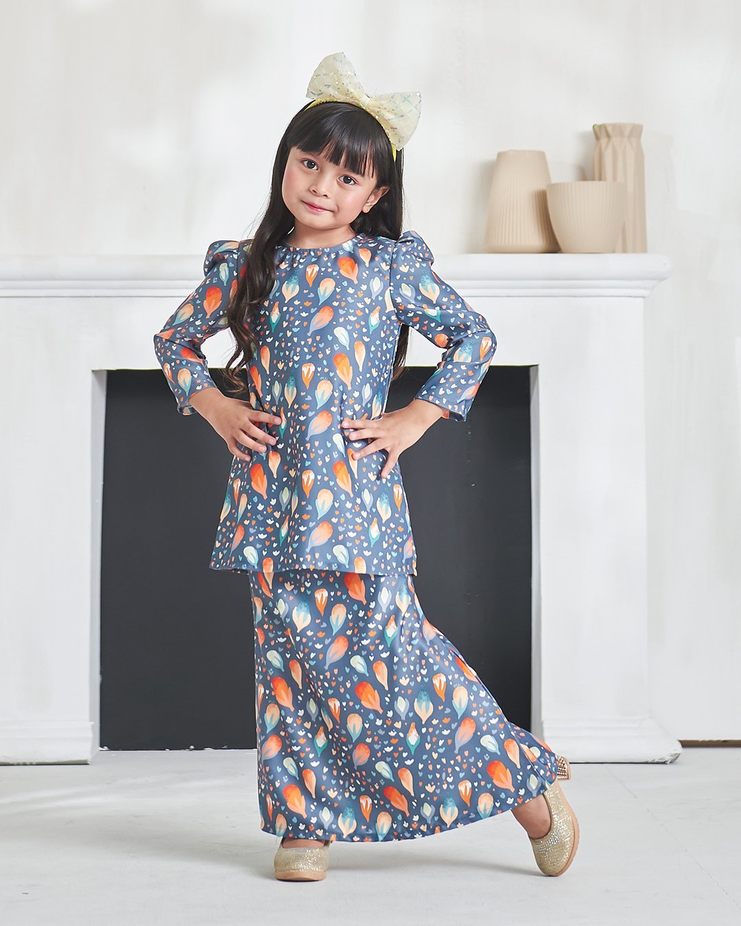 Baju Kurung Puffy Anna Kids - Dark Teal