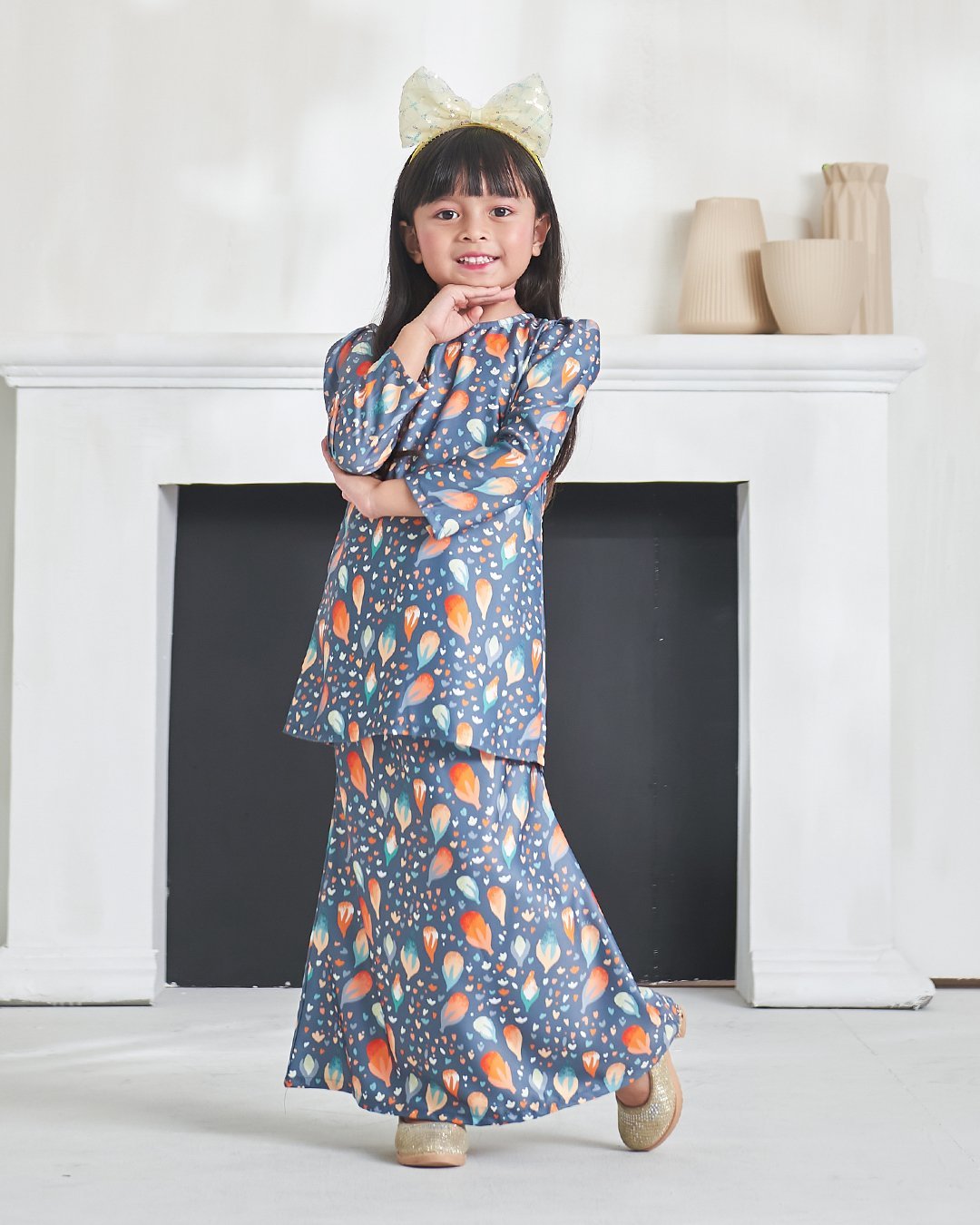 Baju Kurung Puffy Anna Kids - Dark Teal