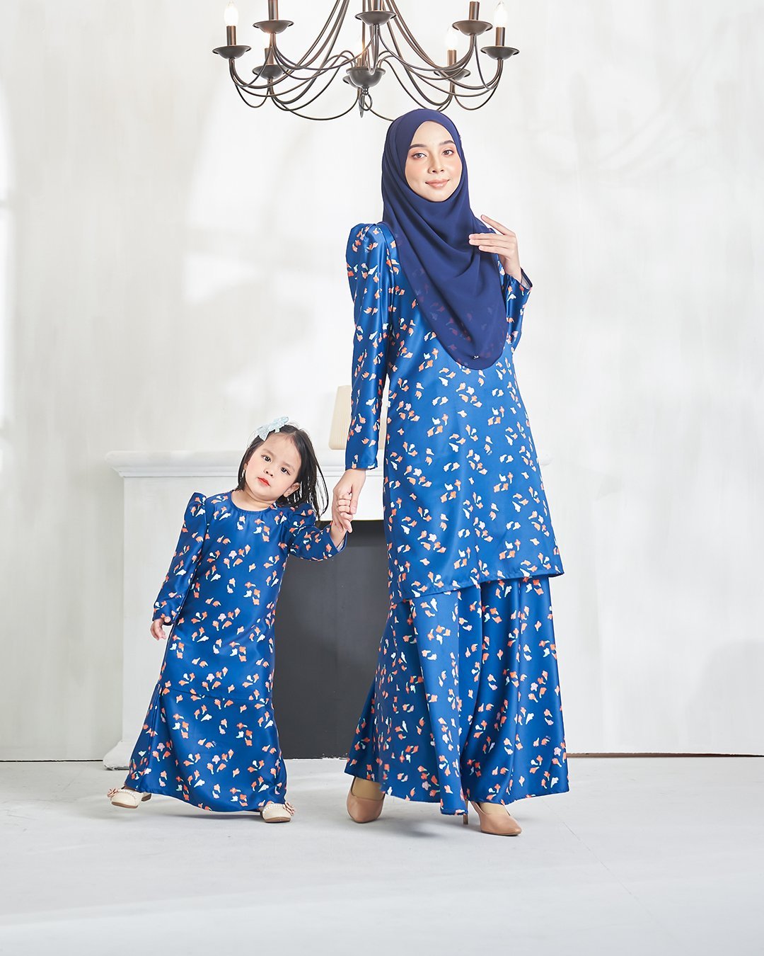 Baju Kurung Puffy Aileen Kids - Navy Blue