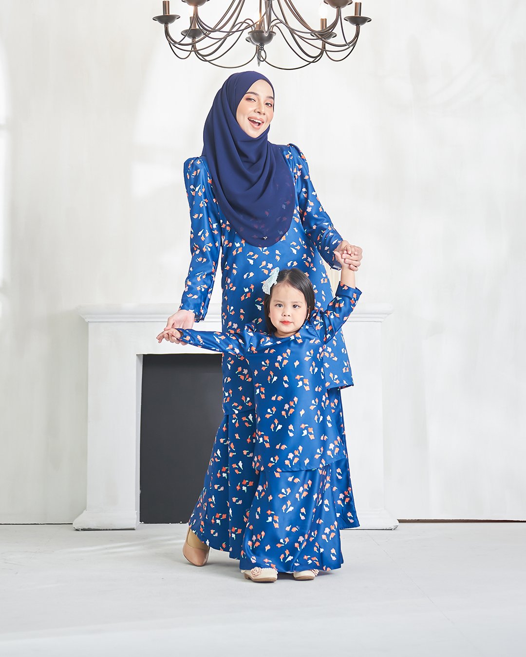 Baju Kurung Puffy Aileen Kids - Navy Blue