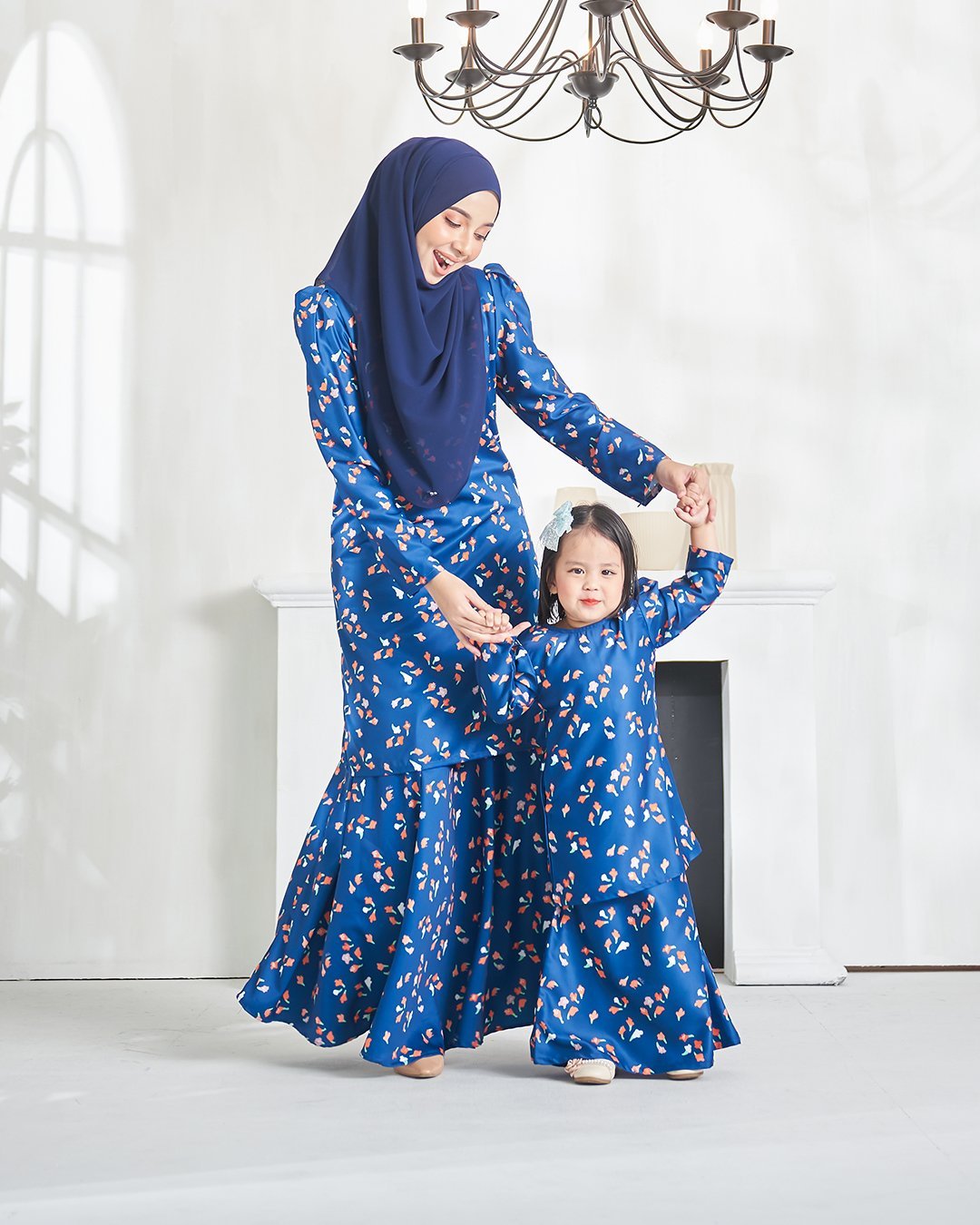 Baju Kurung Puffy Aileen Kids - Navy Blue