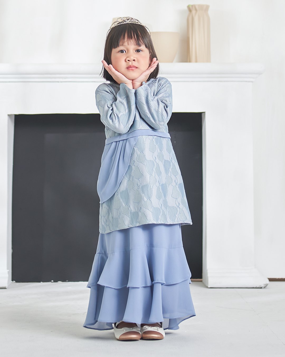 Baju Kurung Athilah Kids - Steel Blue