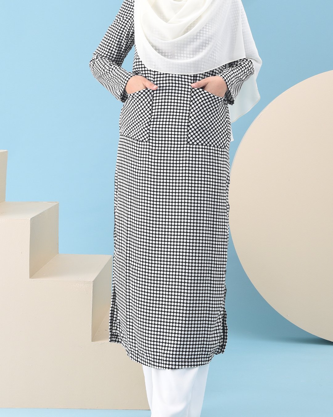 Dress Medi Long Slit Sierra - Black I