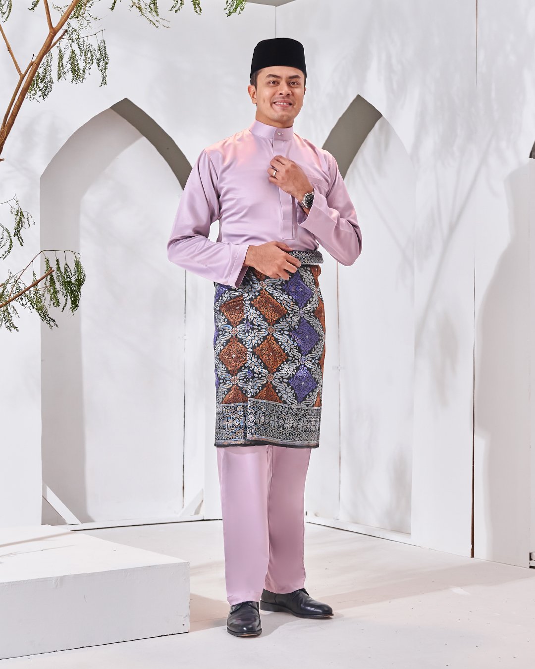 Baju Melayu Hamza Slim Fit - Mauve Purple