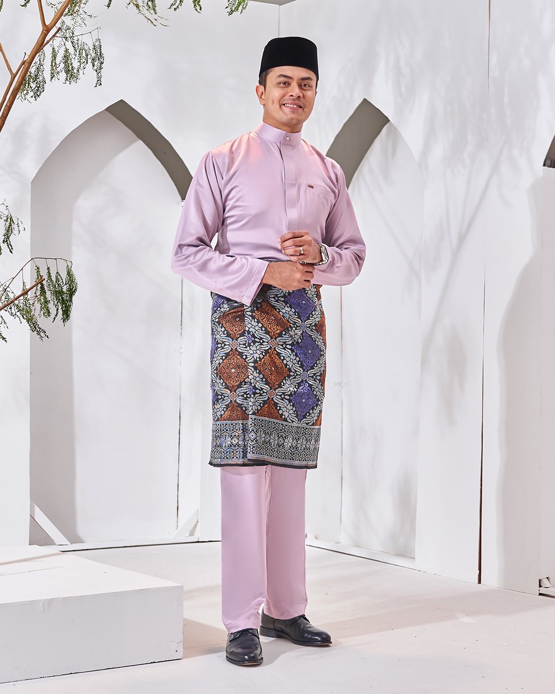 Baju Melayu Hamza Slim Fit - Mauve Purple
