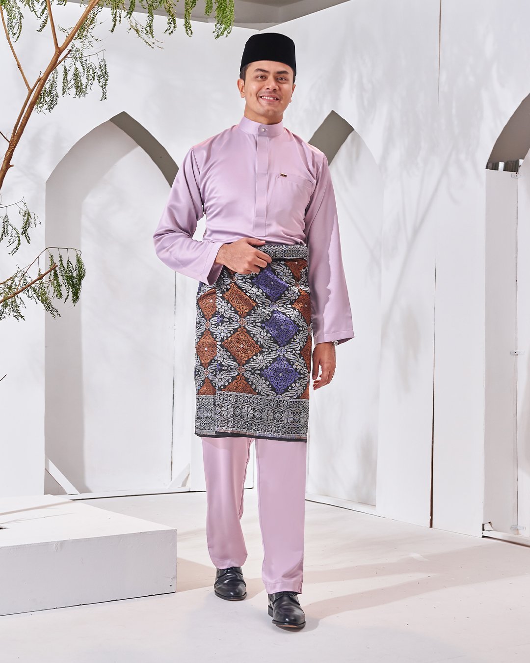 Baju Melayu Hamza Slim Fit - Mauve Purple