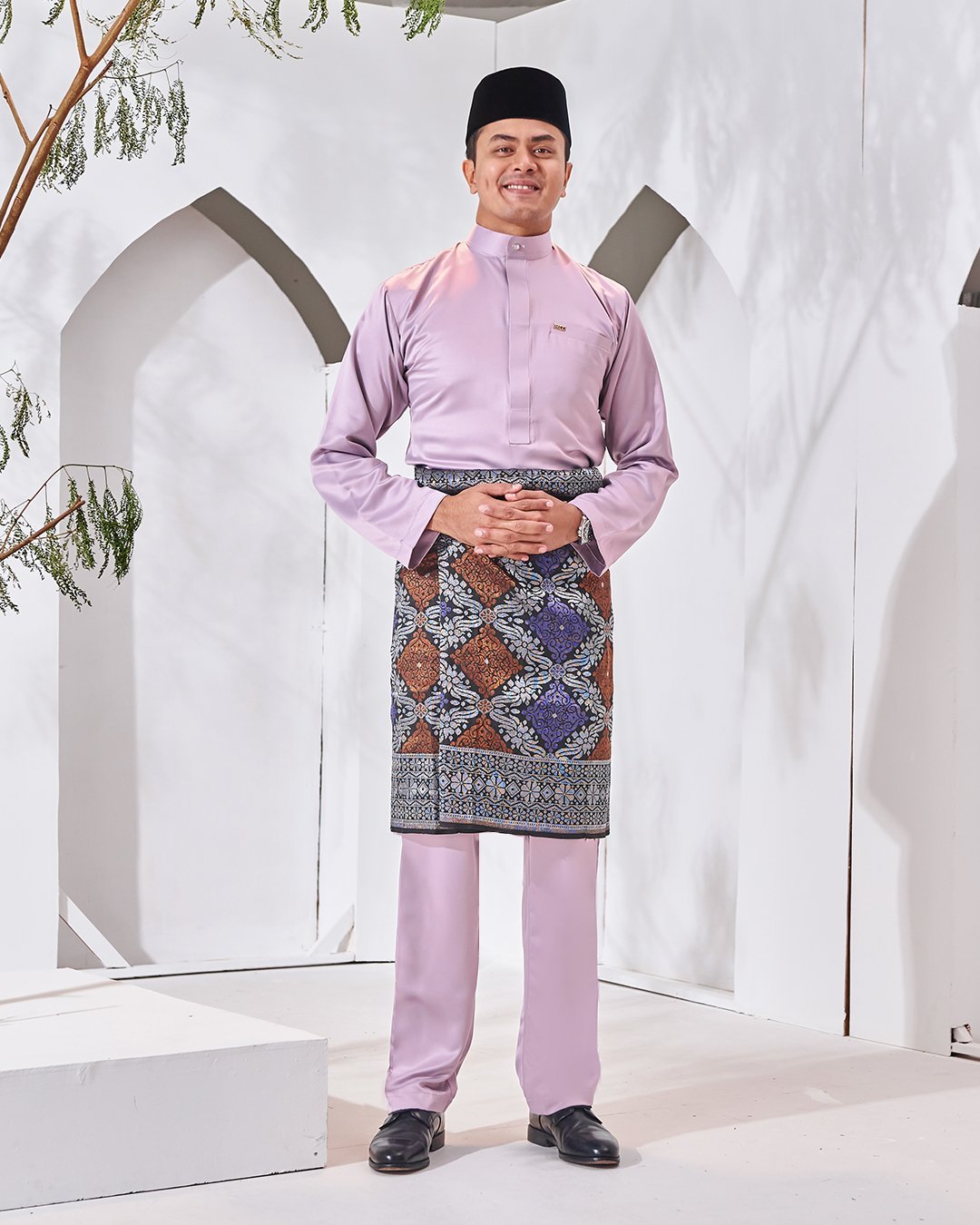 Baju Melayu Hamza Slim Fit - Mauve Purple