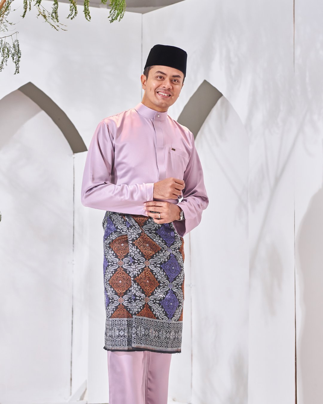 Baju Melayu Hamza Slim Fit - Mauve Purple
