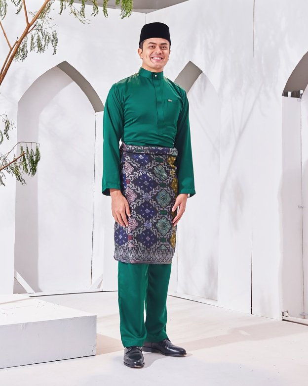Baju Melayu Hamza Slim Fit - Emerald Green