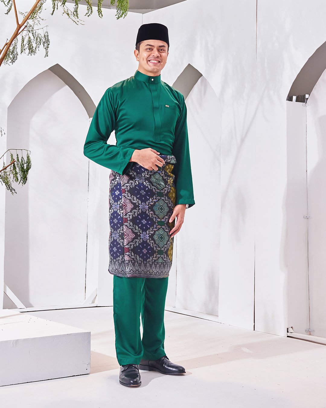 Baju Melayu Hamza Slim Fit - Emerald Green