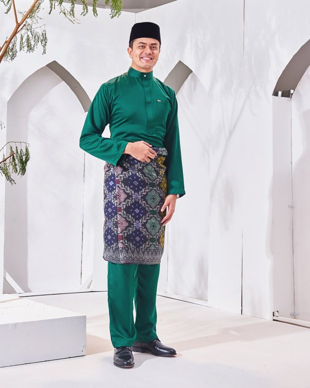 Baju Melayu Hamza Slim Fit - Emerald Green