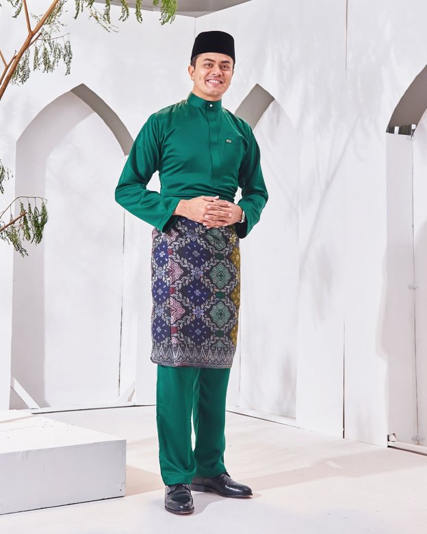 Baju Melayu Hamza Slim Fit - Emerald Green