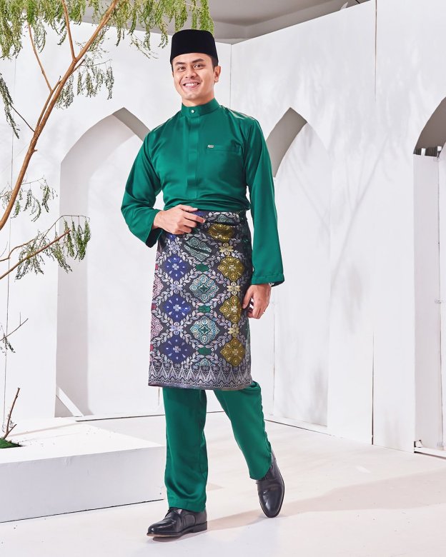 Baju Melayu Hamza Slim Fit - Emerald Green