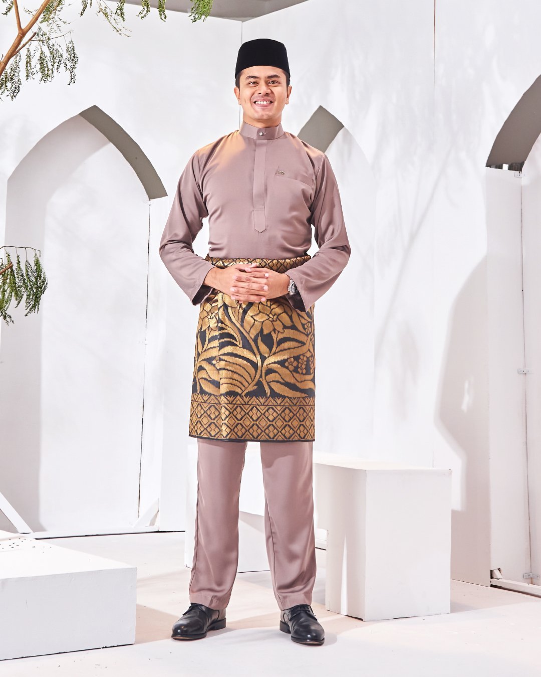 Baju Melayu Isa Slim Fit - Ash Mocha
