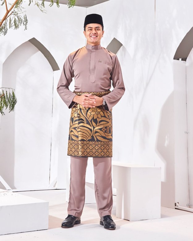 Baju Melayu Isa Slim Fit - Ash Mocha