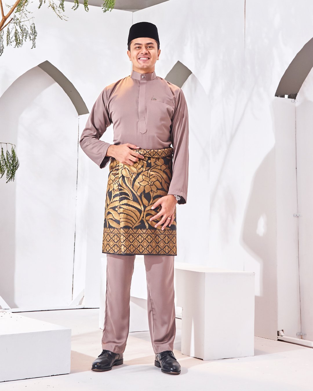 Baju Melayu Isa Slim Fit - Ash Mocha