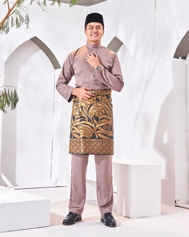 Baju Melayu Isa Slim Fit - Ash Mocha
