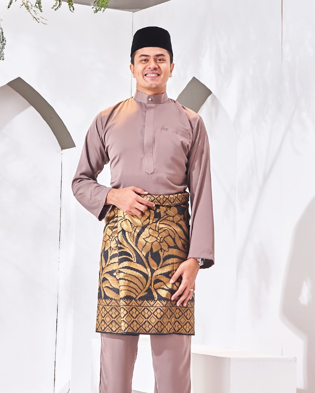 Baju Melayu Isa Slim Fit - Ash Mocha