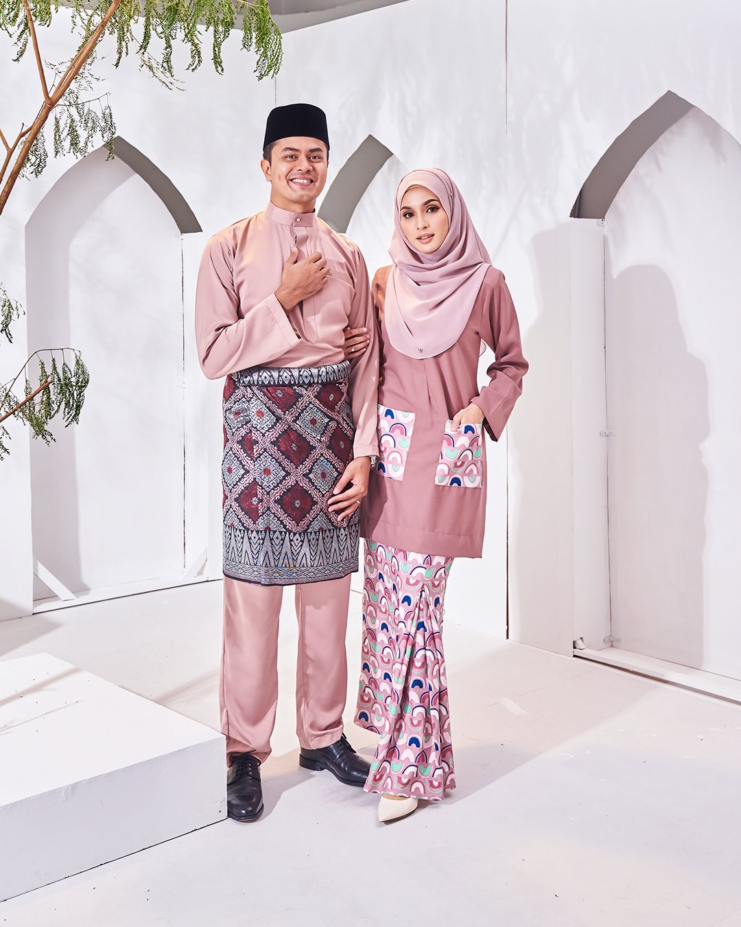 Baju Melayu Isa Slim Fit - Rose Ash