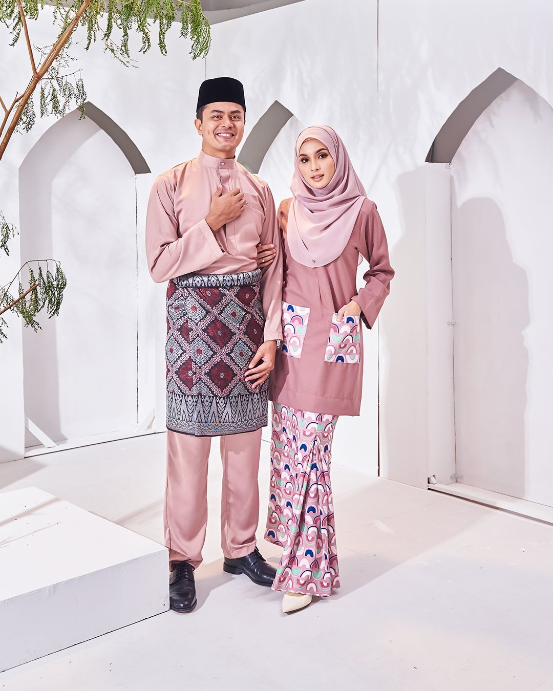 Baju Melayu Isa Slim Fit - Rose Ash