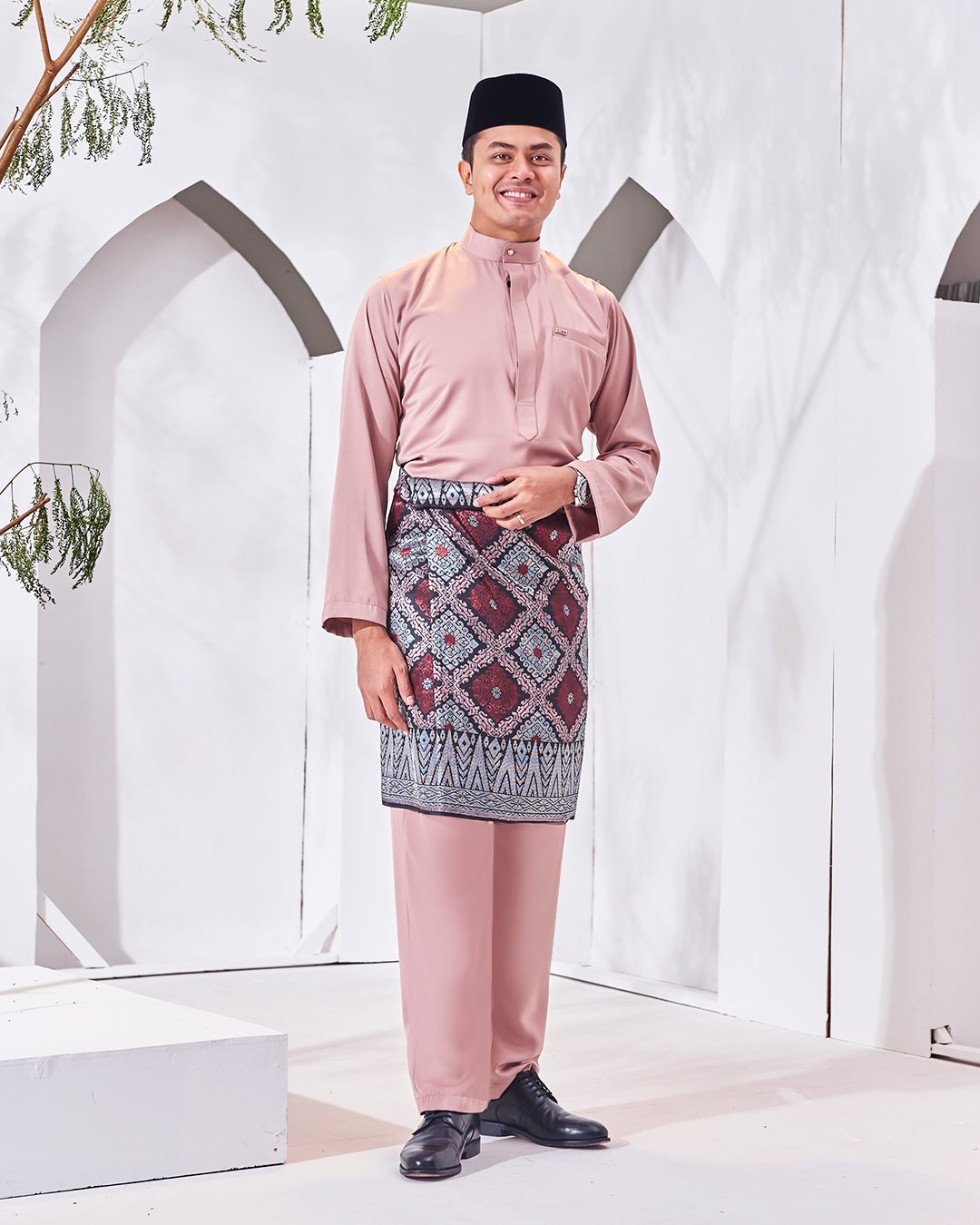 Baju Melayu Isa Slim Fit - Rose Ash