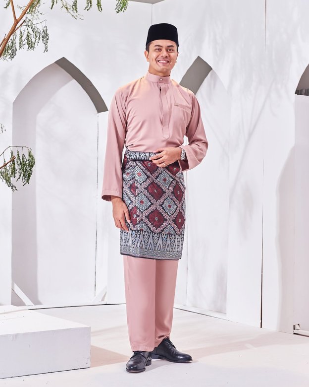 Baju Melayu Isa Slim Fit - Rose Ash