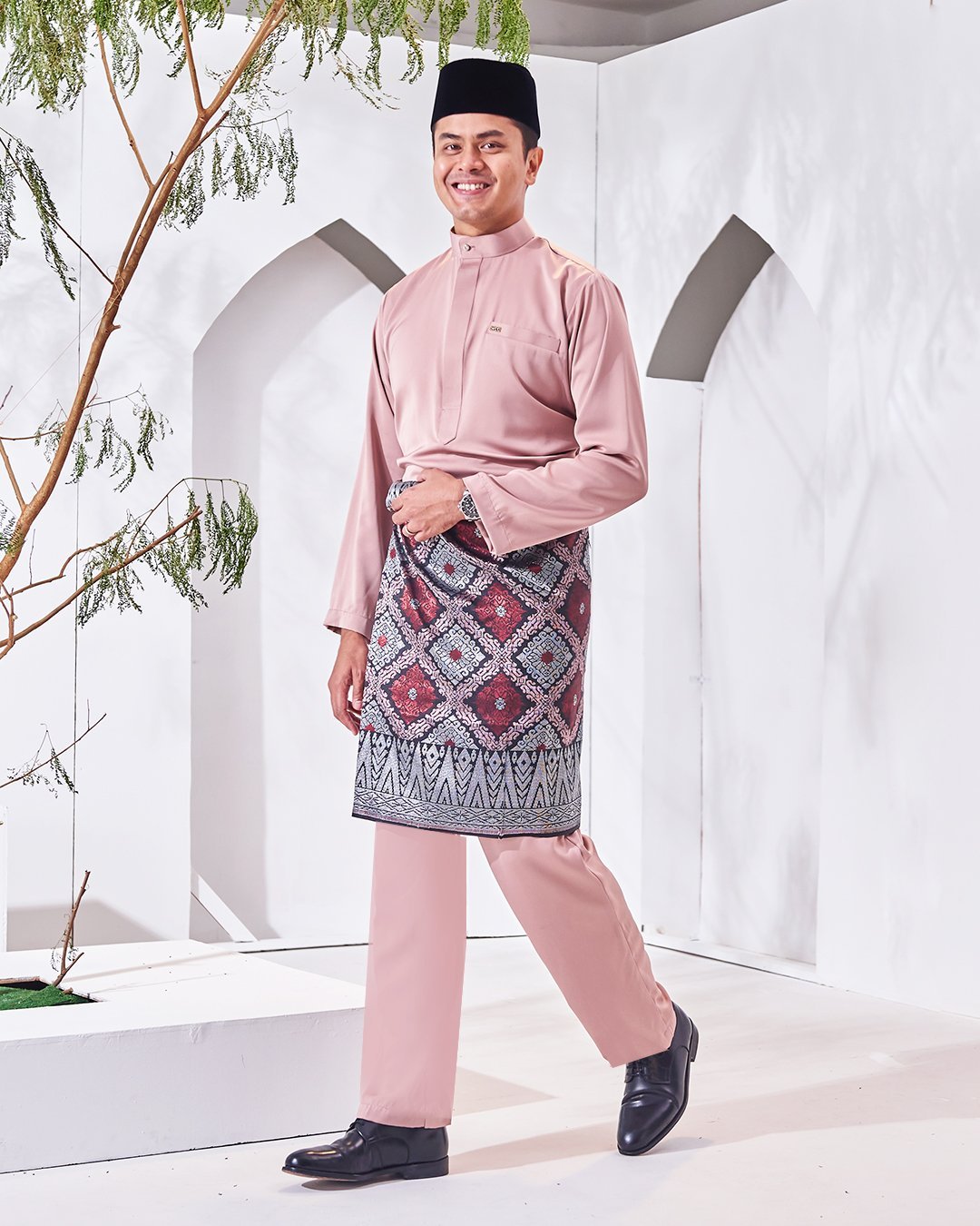 Baju Melayu Isa Slim Fit - Rose Ash