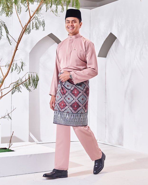 Baju Melayu Isa Slim Fit - Rose Ash