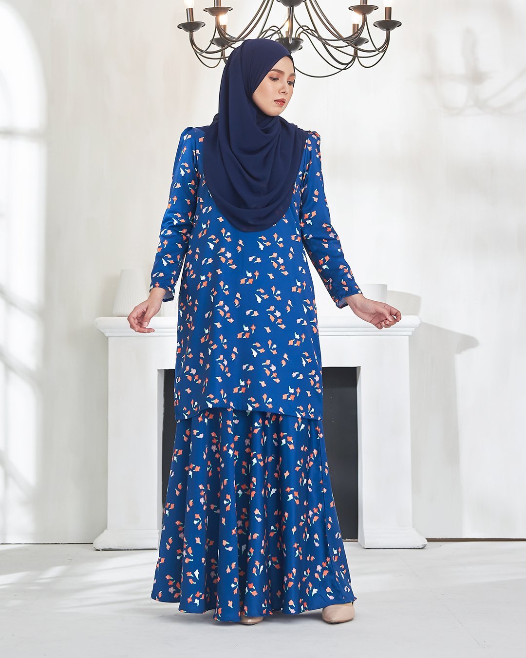 Baju Kurung Puffy Aileen - Navy Blue