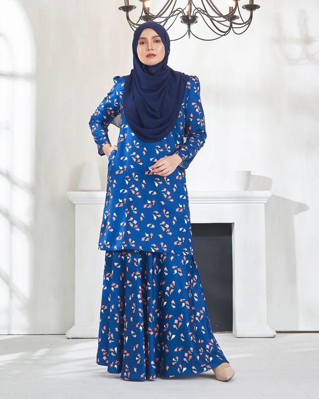 Baju Kurung Puffy Aileen - Navy Blue