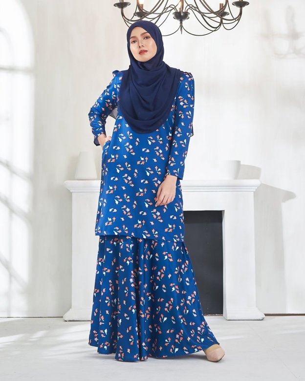 Baju Kurung Puffy Aileen - Navy Blue