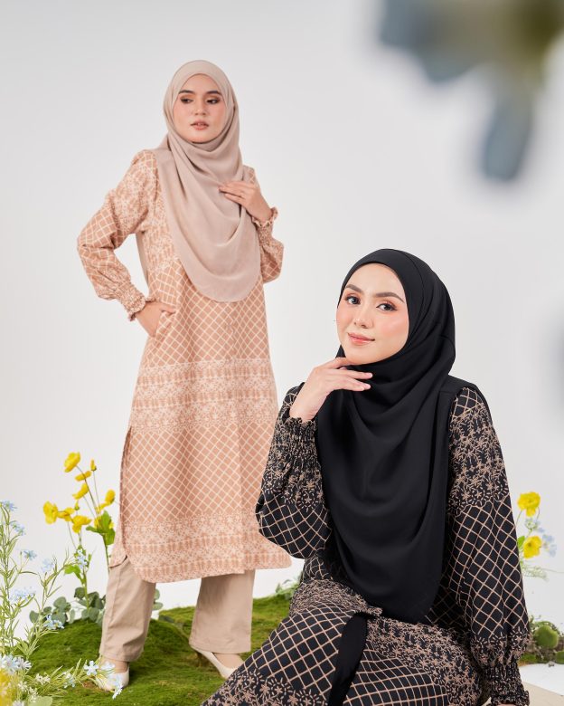 Medi Dress Pleated Leiseka - Creamy Brown