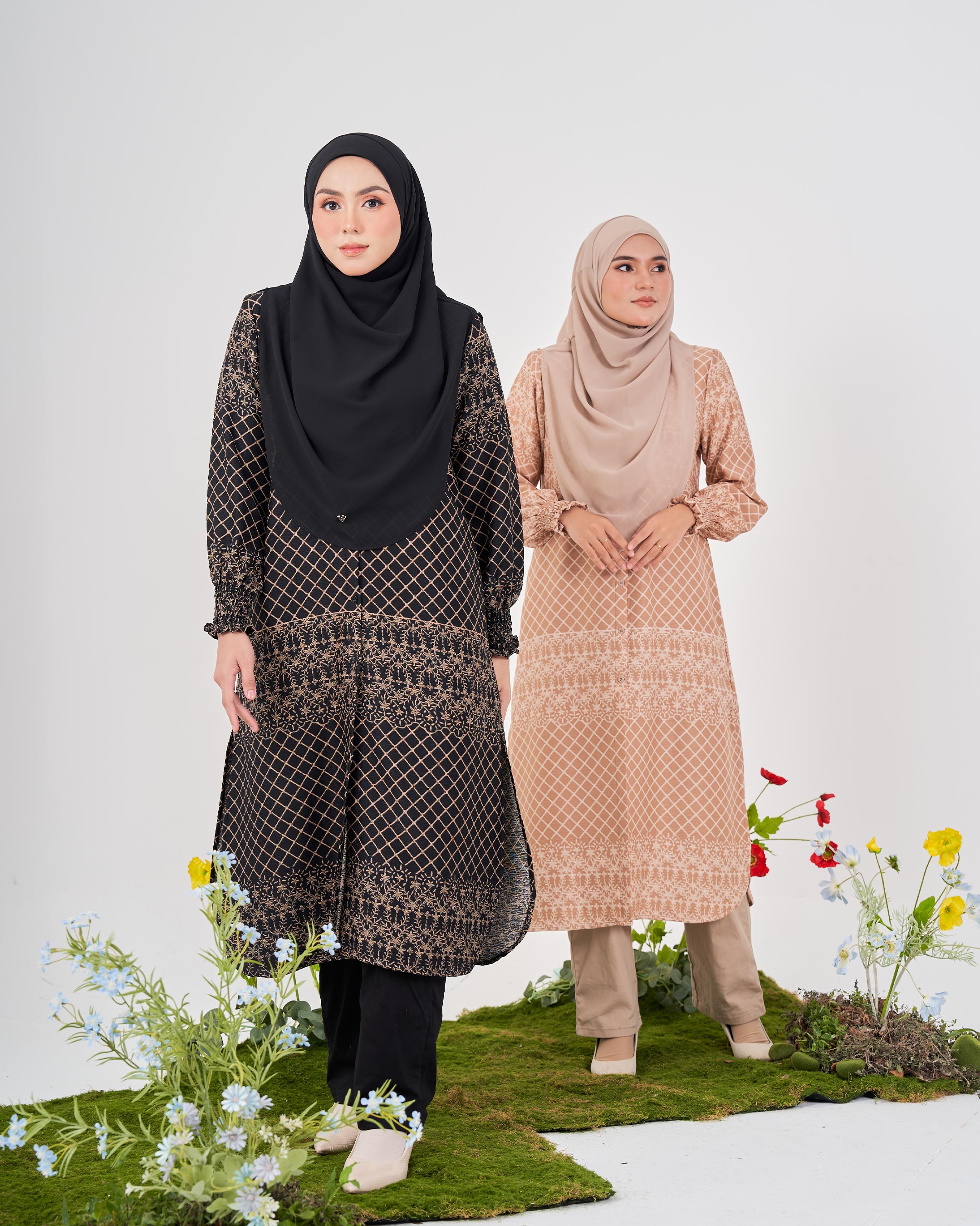 Medi Dress Pleated Leiseka - Creamy Brown