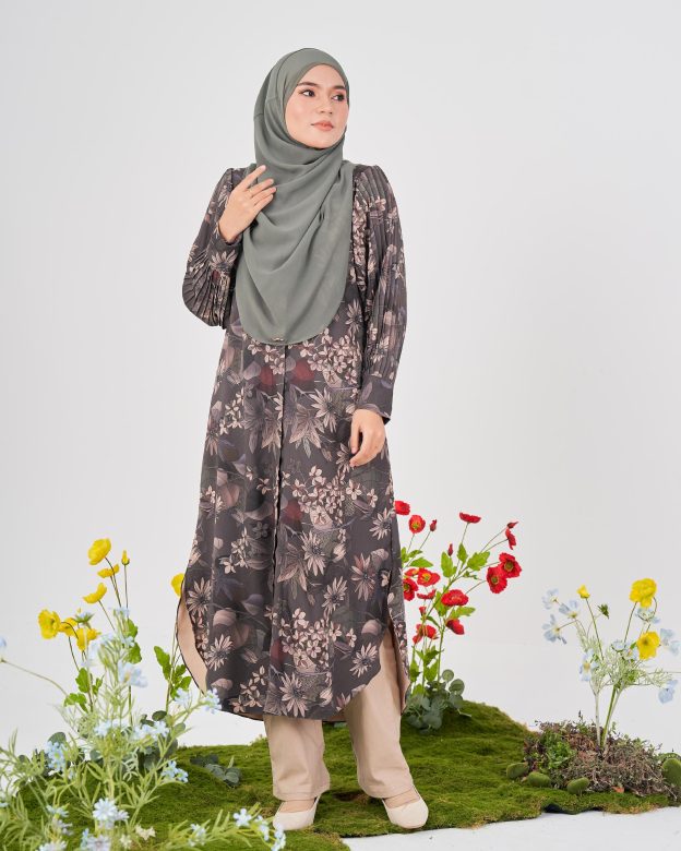 Medi Dress Pleated Lyra - Grey Bistre
