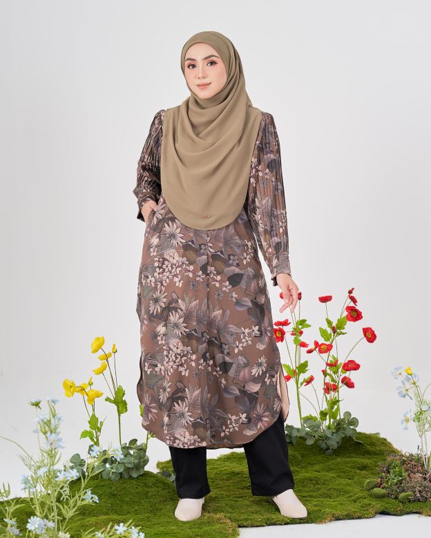 Medi Dress Pleated Lyra - Taupe Coffee