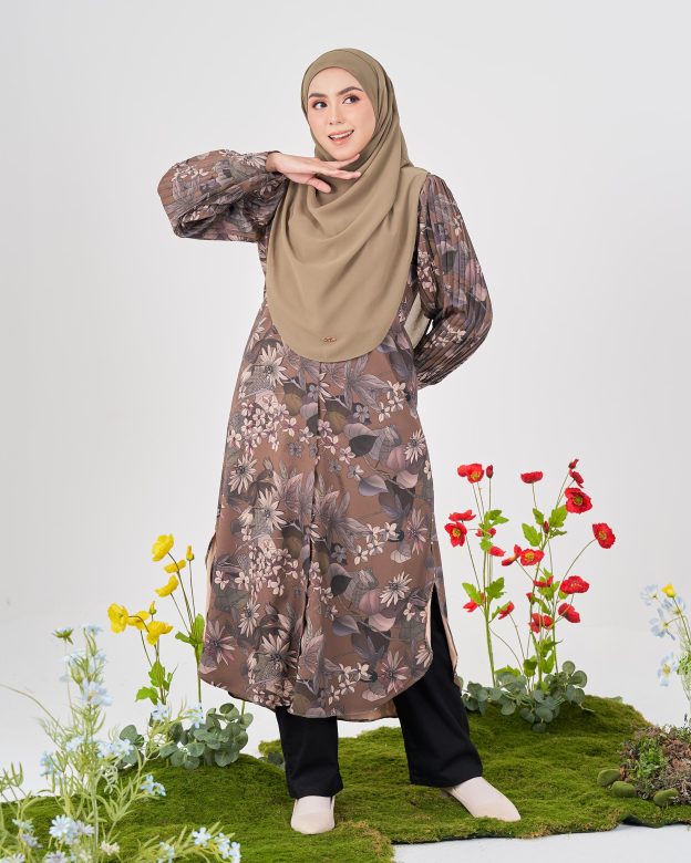Medi Dress Pleated Lyra - Taupe Coffee