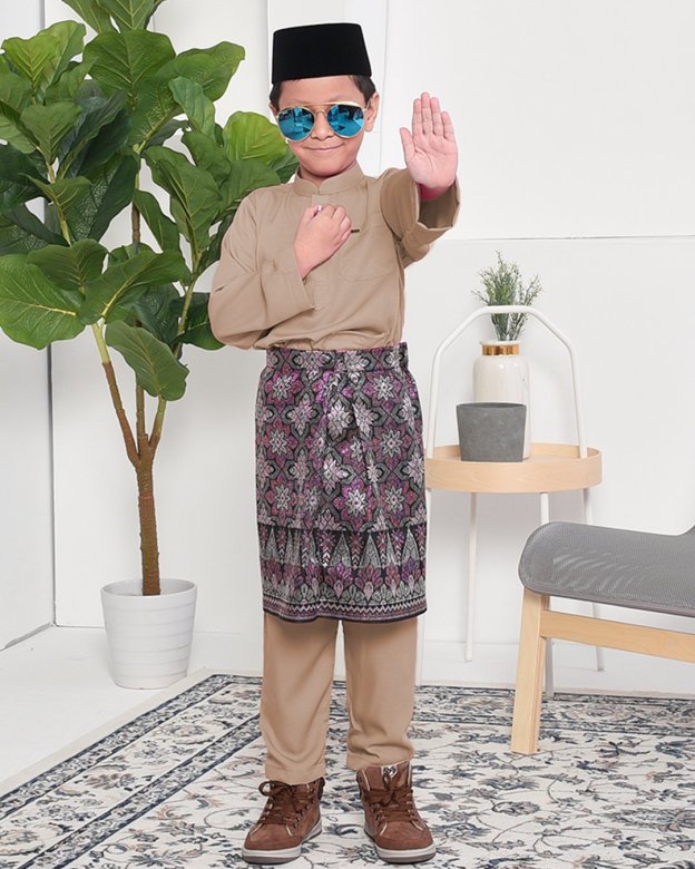 Baju Melayu Adam Regular Fit Kids - Mocha Shot