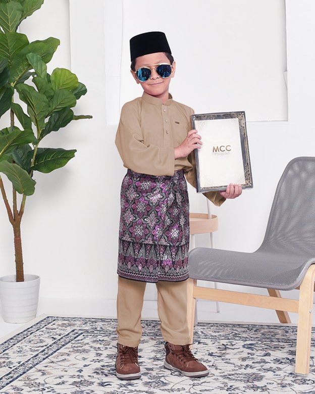 Baju Melayu Adam Regular Fit Kids - Mocha Shot