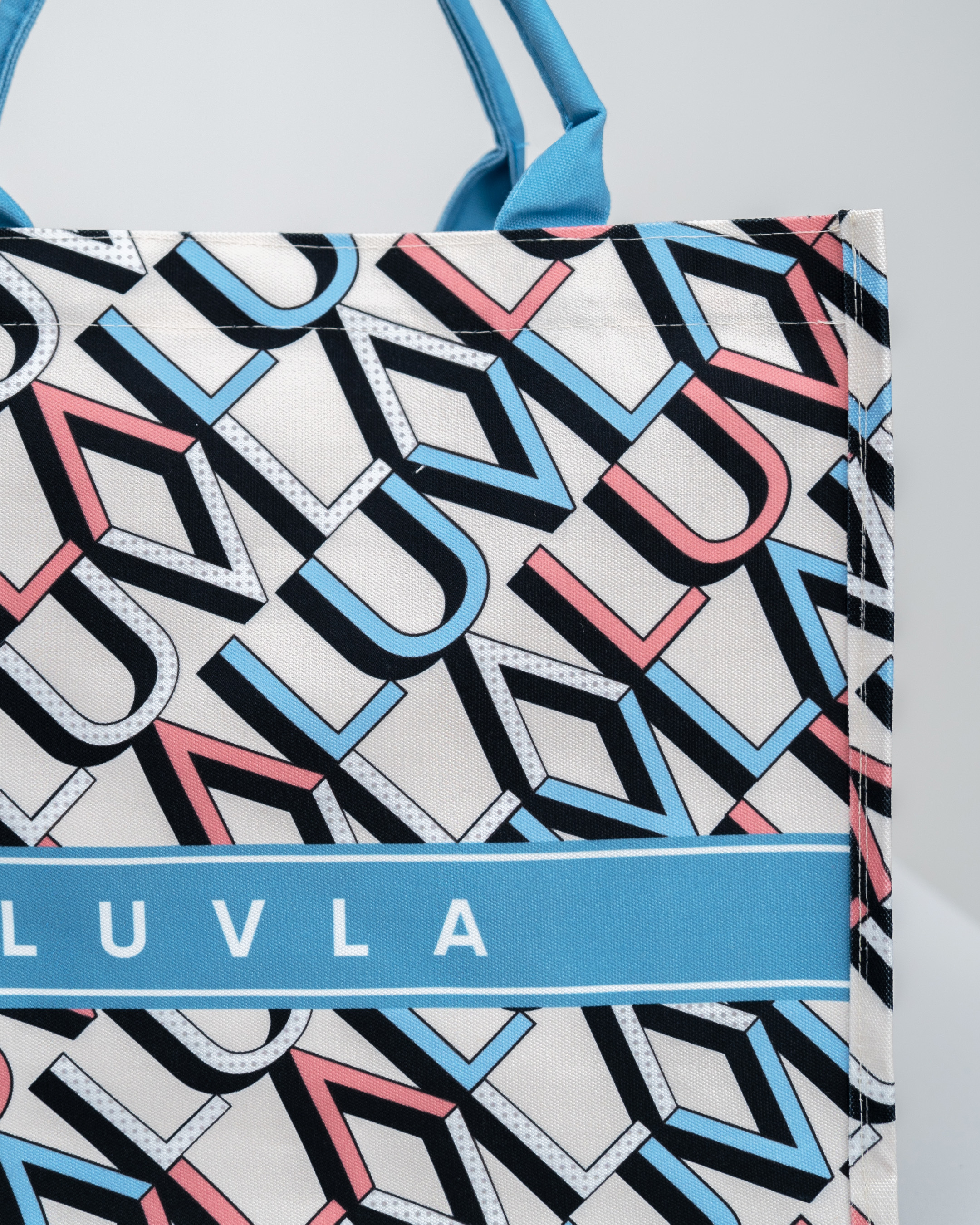 Luvla Canvas Tote Bag – Monogram Cerulean