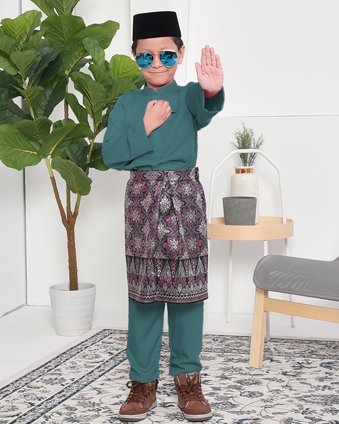 Baju Melayu Adam Regular Fit Kids - Moss Green