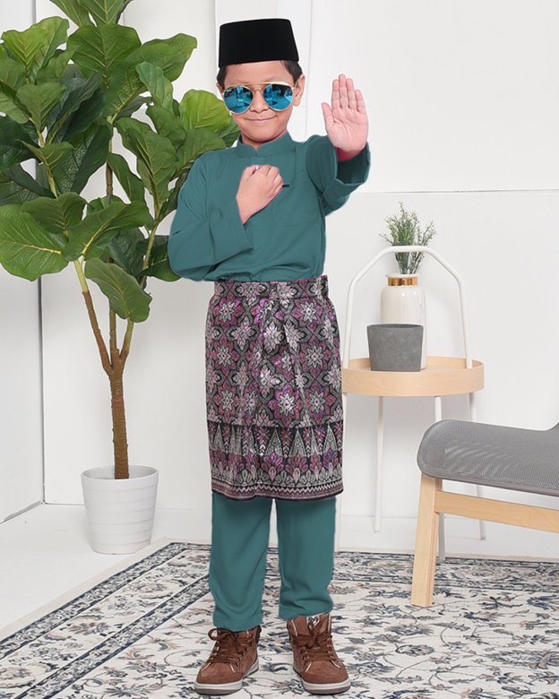 Baju Melayu Adam Regular Fit Kids - Moss Green